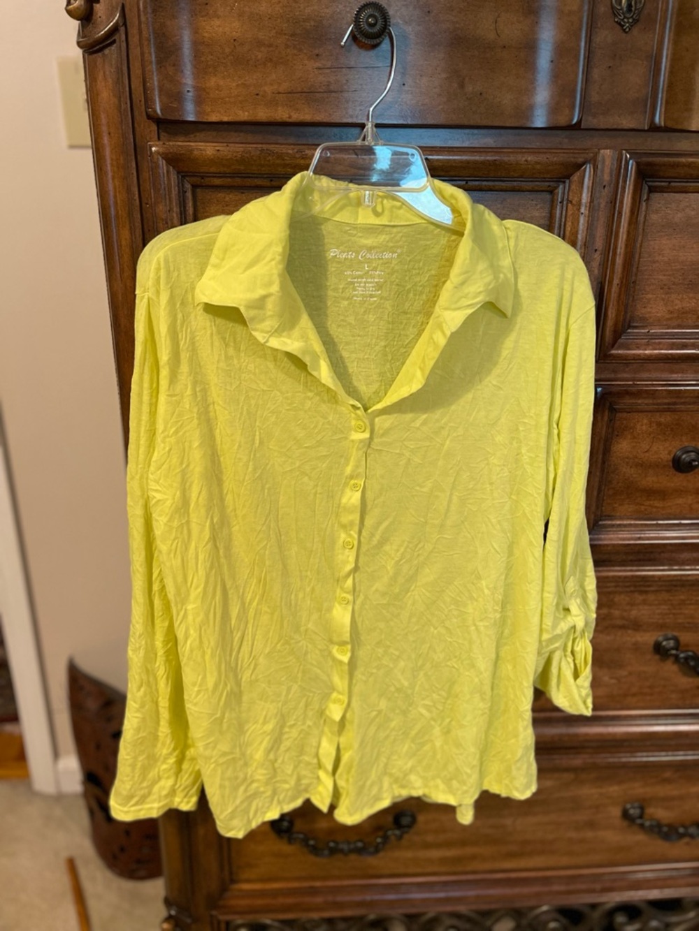 Pleats Collection Yellow Button-Down Collared Shirt